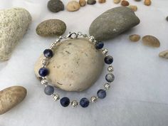 Handmade blue sodalite adjustable gemstone bracelet. A unique, beautiful gift. Comes in its own gift box. Blue Sodalite Bracelets For Gift, Lapis Lazuli Gemstone Beads Bracelets As Gift, Adjustable Lapis Lazuli Bracelets As Gift, Lapis Lazuli Bracelets With Natural Stones As Gift, Adjustable Lapis Lazuli Bracelets For Gift, Adjustable Lapis Lazuli Bracelet For Gift, Lapis Lazuli Bracelet With Natural Stones As Gift, Lapis Lazuli Natural Stone Bracelet As A Gift, Sapphire Lapis Lazuli Beaded Bracelets For Gift