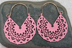 "For all you pink lovers out there! These are so pretty and unique. Pink mandala hoop earrings are versatile and lightweight. They have incredible detail and design. Dress them or down. The perfect everyday earrings for anyone who loves pink! The hoops measure 1 7/8\" long by 1 3/8\" wide. I have these available in 5 other color ways as well. Here are direct links to each White : www.etsy.com/listing/1171128461 Light Purple : www.etsy.com/listing/1157758318 Orange - www.etsy.com/listing/11723835 Pink Small Hoop Pierced Earrings, Small Hoop Pink Pierced Earrings, Pink Hoop Pierced Earrings, Adjustable Pink Pierced Hoop Earrings, Small Pink Hoop Earrings For Festivals, Bohemian Pink Hoop Earrings Gift, Pink Small Hoop Earrings For Festival, Bohemian Pink Hoop Earrings As A Gift, Pink Hoop Earrings For Festival