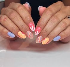 Polka Nails, Trendy Nail Colors, Beach Nails Art, Fall Toe Nails, Teen Nails, 2023 Beach, Retro Nails, Spring Acrylic Nails