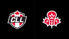 two logos for the canadian ice hockey team, each with a maple leaf on it