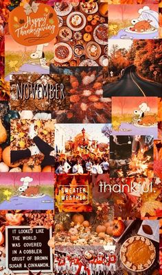 a collage of thanksgiving pictures and words