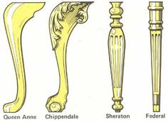 an image of different types of furniture in the style of victorian art nouveauism, including canes and spindles