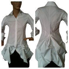 "This is a lovely slim fit white blouse.Buttons fastering.The fabric is cotton. Suitable for every occasion.Looks great with leggings,long pants and jeans. SIZE CHART SIZE S - US 6, UK 8, EU 36 bust: bust around 34.5\"/90cm Waist: waist around 27.5\"/70cm Hips: hips around 34.5\"/90cm SIZE M - US 8, UK 10, EU 38 bust: bust around 37.5\"/95cm Waist: waist around 29.5\"/75cm Hips: hips around 37.5\"/95cm SIZE L - US 10, UK 12, EU 40 bust: bust around 39.5\"/100cm Waist: waist around 31.5\"/80cm Hi Reconstructed Button Up Shirt, Shirt Runway, Fitted White Blouse, Black Watch Tartan, Fitted Blouses, White Blouse, Long Pants, Diy Clothes, Bulgaria