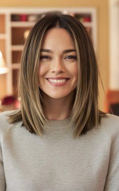 30 Shoulder Length Haircuts For Women: A Stylish and Versatile Choice - Bangz Hair Design Texture Shoulder Length Hair, Shoulder Length Bob For Thinning Hair, At Shoulder Haircut, Light Brown Cool Hair, Medium Length For Fine Hair Over 40, Women’s Haircuts Brunette, Celebrity Long Bob, Women Shoulder Haircut, Women’s Collar Bone Length Hair