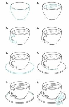 how to draw a coffee cup and saucer step by step drawing instructions for beginners