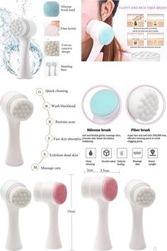 Soft Bristle Facial Brush，Soft Bristle Facial Brush for Deep Pore Cleaning, Makeup Removal Massaging Rejuvenating Delicate and Sensitive Face Skin 2 pcs CA Face Cleaner Tool, Deep Face Cleaning At Home, Glass Skincare, Exfoliating Face Brush, Electric Face Cleansing Brush, Face Cleanser Brush