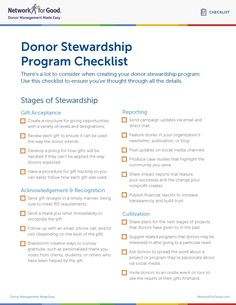 the donor steward program checklist