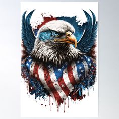 High-quality posters to hang in dorms, bedrooms or offices. Multiple sizes are available. Printed on 185gsm semi gloss poster paper. Additional sizes are available. Patriotic Eagle Art, Patriotic Eagle, Native American Artwork, Patriotic Flag, Bald Eagle, Quality Posters, Sale Poster