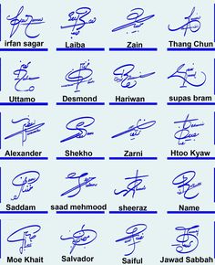 an image of the names of different people in english and arabic writing on a blue background