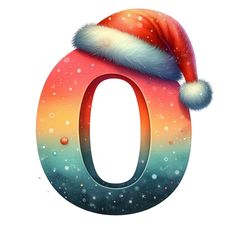 the letter o is wearing a santa hat