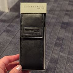 Kenneth Cole Leather Black Travel Case For Pens And Small Accessories. With Box Nwt Black Rectangular Wallet As Gift, Black Rectangular Wallets For Formal Occasions, Formal Black Rectangular Wallet, Elegant Black Wallet With Rectangular Case, Classic Black Wallet, Elegant Black Rectangular Wallet, Formal Black Bag With Rfid Blocking, Black Travel, Belt Bags