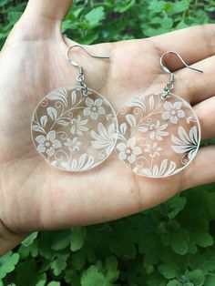 Check out this item in my Etsy shop https://www.etsy.com/listing/1238144514/earrings-acrylic-earrings-dangle Acrylic Earrings Cricut, Glowforge Earrings Acrylic, Clear Acrylic Earrings, Hypoallergenic White Crystal Earrings, Trendy White Resin Earrings, Clear Crystal Earrings For Pierced Ears, Trendy Round Flower Earrings As Gift, Trendy Round Flower Earrings For Gift, Flower Shaped Crystal Earrings For Gift