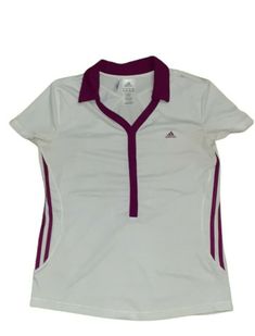 a women's white shirt with purple trims