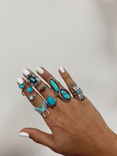 Tourquise Jewelry Western, Turquoise Southwestern Style Open Ring, Southwestern Turquoise Open Ring, Southwestern Style Turquoise Open Ring, Cowgirl Essentials, Jewelry 70s, Turquoise Jewelry Rings, Turquoise Stone Jewelry, Vintage Turquoise Ring