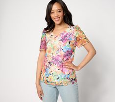 Instant celebration! RSVP Y-E-S to that impromptu invitation with this always-pretty lace top in your closet. From Susan Graver. Multicolor Lace Tops For Spring, Lace Short Sleeve Top, Susan Graver, Lace Short, Lace Shorts, Round Neckline, Short Sleeves Tops, Lace Top, Fashion Beauty