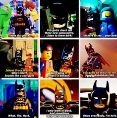 the lego batman movie is shown in several different languages, including one that says i'm