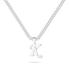 PRICES MAY VARY. CLASSIC INITIAL PENDANT NECKLACE: 20"+2.5" Cuban chain with silver initial pendant necklace, classic women mens initial necklace, perfect length and size to fit any occasions. Silver mens chain necklace makes it different from others, a unique women mens accessories add to jewelry collection. Give you a new fashion style different from other jewelry. MENS CHAIN NECKLACE: Made of high quality material, this silver mens chain initial necklace is with high polish surface and smooth Classic Silver Chain Necklace With Initial Pendant, Classic Silver Initial Pendant Chain Necklace, Silver Chain Necklace With Initial Pendant, Silver Charm Necklace With Curb Chain For Gift, Silver Initial Pendant Necklace With Curb Chain, Silver Initial Metal Necklaces, Silver Metal Initial Necklaces, Silver Necklaces With Initials For Father's Day, Silver Metal Necklaces With Initials