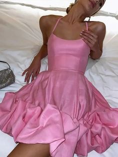 Sexy 17th Birthday Dresses Short Pink Homecoming Dress Birthday Outfit – PreppyDress Light Pink Prom Dress Short, Light Feminine Outfits, Pink Barbie Dress, Light Pink Dress Short, Ladies Night Party, Hoco Dresses Pink, Sunset Party, White Suspenders, Vestidos Color Rosa