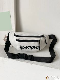 BirdinBag - Graphic Lettered Waist Pack Casual Bags With Letter Print For Streetwear, Casual Letter Print Bags For Streetwear, Casual Streetwear Bag With Letter Print, White Letter Print Bags For Streetwear, Casual White Shoulder Bag For Streetwear, Casual White Shoulder Bag, White Casual Bags For Streetwear, Casual White Bag For Streetwear, Casual Pouch Bag For Streetwear