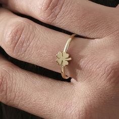 ★★ Description ★★ This 14k solid gold Clover Pedal ring is handcrafted with a delicate clover pedal design, measuring 6.8mm by 6.8mm. It's available in gold, rose and white gold, and adds an elegant touch to any outfit. ★★ Ring Details ★★ ◎ Material: 14K Solid Gold, Real Gold (14K) (14ct) (585) (not silver)(not filled) ◎ Color Availability: Gold, Rose Gold, White Gold ◎ Clover Pedal Size: 6.8mm x 6.8mm ◎ Made to Order - Handmade   ★★ Order Process Information ★★ ◎ 4-6 Business days for Productio Gold Stackable Flower Rings For Gifts, Gold Flower Shaped Stackable Rings For Gifts, Gold Flower Stackable Rings As Gift, Gold Flower Stackable Rings For Gifts, Gold Flower Rings For Valentine's Day, Dainty Stackable Flower Ring As Gift, Minimalist Flower Shaped Stackable Rings As Gift, Minimalist Flower Stackable Rings For Gift, Minimalist Flower Stackable Rings As Gift