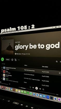 a computer screen with the words glory be to god on it