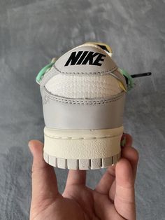 TOP Quality Perfectkicks Nike Dunk SB Low OFF WHITE The 50 NO.4,DM1602-114-Coolsneakers.org Off White X Nike, White Overlay, Nike Dunk Low, Green Lace, White Canvas