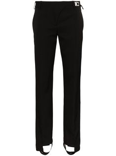 These black 1017 ALYX 9SM stirrup slim leg wool trousers are crafted in Italy and feature a straight, mid-waisted fit with stitches down the front of the legs. They close with a zipper and button concealed by an industrial buckle and strap on the side of the hip. Stirrups are not just for horse riding anymore, so you’ll want to add these 1017 ALYX 9SM pants to your non-equestrian wardrobe quickly before everyone else rides along. 1017 Alyx 9sm, Wool Trousers, Stirrups, Slim Leg, Slim Pants, Slim Legs, Black Wool, Horse Riding, World Of Fashion