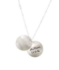 "♥ Hand Stamped Mothers Jewelry ♥ Two 3/4 inch sterling silver discs are domed to create locket style (the discs are joined by a single jumpring on top) Outside can be stamped with up to 3 words Inside can be stamped with name and date ♥Your purchase comes in an elegant pouch in a jewelry box ready for gift giving. No invoice will be included with the purchase. ♥ Current Turnaround time is 2-3 days before it ships. Please see shop announcement for exact turnaround time for the holidays.♥ Each it Elegant Pouch, Mother Jewelry, Sterling Silver Necklace, Name Necklace, Sterling Silver Necklaces, Hand Stamped, Locket, Necklace Etsy, 4 Inch