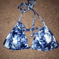 Blue Tie Dye Bikini Top Size: S Never Worn Blue Halter Top For Spring Beach Party, Blue Halter Top For Poolside Spring Season, Spring Blue Halter Top For Poolside, Blue Halter Top For Summer Beach Party, Blue Beachwear Halter Top For Vacation, Blue Halter Top For Beach Vacation, Blue Summer Halter Top For Beach Party, Blue Summer Halter Top For Beachwear, Blue Summer Halter Top For Beach Season