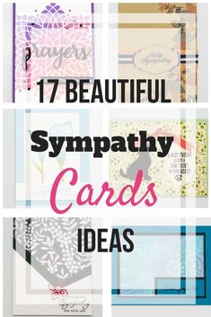 the words 17 beautiful sympathy cards are shown in different colors and patterns, with text overlay