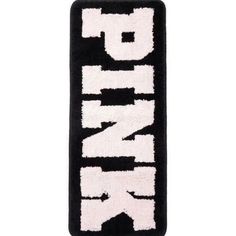 a black and white rug with the word drink printed on it's bottom corner