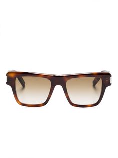 Havana brown acetate tortoiseshell effect square frame tinted lenses logo-debossed arm straight arms with curved tips These glasses come with a protective case. Lens Logo, Sunglasses Brown, Havana Brown, Square Frame, Sunglass Frames, Square Frames, Tortoise Shell, Havana, Protective Cases