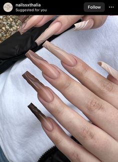 Brown Acrylic Nails, Long Nail Designs, Colored Acrylic Nails, Long Square Acrylic Nails, Square Acrylic Nails