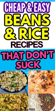 Easy Beans And Rice, Easy Rice And Beans Recipe, Beans And Rice Recipes, Dinner Ideas On A Budget, Easy Beans, Easy Bean Recipes, Delicious Dinner Ideas, Cheap Meal Plans