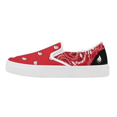 These Red & Black Bandana Pattern Slip On Sneakers are the perfect blend of comfort and fashion. The lightweight construction and slip on design makes them easy to wear and effortless to style. The unique pattern is sure to have you standing out in any crowd. • Classic textured canvas material • Vulcanized rubber sole • Unisex • 9 seizes available Shipping from China (21+ days to reach worldwide destinations on average) Black Bandana, Bandana Pattern, Textured Canvas, Red Bandana, On Sneakers, On Design, 21 Days, Slip On Sneakers, Free Giveaway