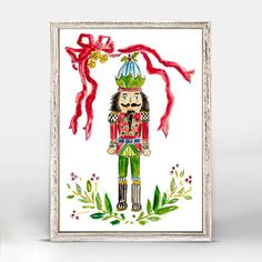 a watercolor painting of a nutcracker