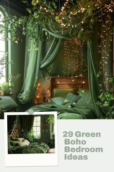 green boho bedroom decor ideas that are easy to do in the evening and day