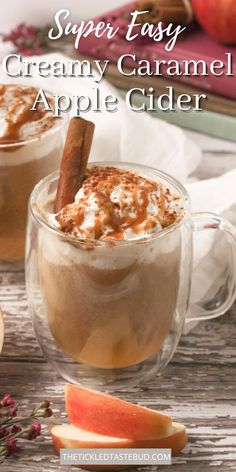 CREAMY CARAMEL APPLE CIDER Carmel Apple Cider Drink, Apple Cider Drinks Nonalcoholic, Starbucks Caramel Apple Cider, Starbucks Apple Cider, Barista Drinks, Caramel Apple Cider Recipe, Crockpot Drinks, Hot Apple Cider Recipe, Winter Beverages