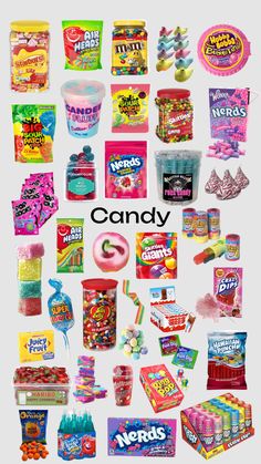 a poster with candy and candies on it