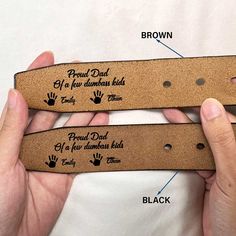 Upgrade dad's accessory game with the Proud Father Of Few Kids - Personalized Engraved Leather Belt, the perfect blend of style and humor for any occasion. Whether it’s Father's Day, Thanksgiving, Christmas, birthday, anniversaries. This personalized belt is not just a fashion statement; it's a hilarious ode to dad's, grandpa's, uncle's, or any man's pride in his children.
Customize this genuine leather belt with a personalized engraving that proudly proclaims his status as a proud father of a s Glow Forge, Engraved Design, Genuine Leather Belt, Personalised Kids, Thanksgiving Christmas, Black Belt, Christmas Birthday, High Quality Leather, Timeless Pieces