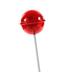 a red lollipop on a white background