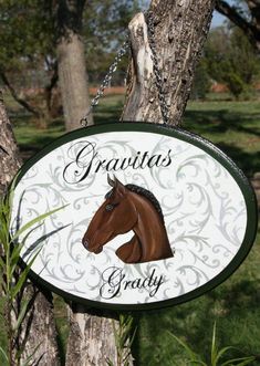 a sign that says gratitass and a horse is hanging from a tree