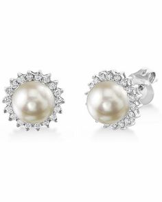 These beautiful pearl earrings feature two lustrous AA+ quality 7.0-7.5mm white Akoya pearls, imported directly from the pearl farms of Japan. The pearls are mounted on 14K gold with dazzling SI clarity diamonds.
These earrings can be customized to your specifications by choosing from the options on the right. Classic Pearl Diamond Earrings, Classic Round Pearl Diamond Earrings, Classic Akoya Pearl Earrings With Brilliant Cut, White Brilliant Cut Pearl Earrings In Fine Jewelry Style, Classic Pearl Earrings With Brilliant Cut, Classic Pearl Drop Diamond Earrings, Fine Jewelry Diamond Earrings With Pearl Drop, Pear-shaped Pearl Pendant Earrings In White Gold, Classic Round Pearl Earrings