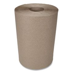 a roll of brown toilet paper on a white background with clipping to the side