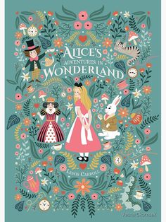 an illustration of alice's adventures in wonderland with the characters and their names on it