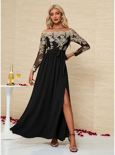 JJ's House No Jacquard Lace Polyester Maxi Off the Shoulder Fall Winter A-line Yes Gold S Height:5.7ft(174cm) Bust:33.5in(85cm) Waist:26in(66cm) Hips:36in(91cm) Dresses. #JJ's House #No #Jacquard #Lace #Polyester #Maxi #OfftheShoulder #Fall #Winter #Aline #Yes #Gold #S #Dresses House No, Long Black Dress, Off The Shoulder, Long Dress, Off Shoulder, A Line, Wedding Dresses, Fall Winter