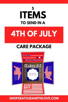 4th of July Patriotic Care packages are a great way to stay connected with your loved one during a military deployment. Learn an easy way to decorate your care package, then this is the shop for you! Get inspired to create your own DIY care package with care package sticker kits. You will love how easy they are to use. Not only are they perfect for deployment care packages and military care packages but they are also great for care packages for college students and long-distance relationships. 4th Of July Care Package