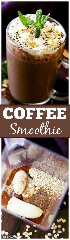 coffee smoothie with banana slices and whipped cream