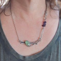 Unique Hand Forged Purple Necklaces, Unique Hand Forged Freeform Necklaces, Hand Forged Amethyst Pendant Necklace, Unique Amethyst Necklace With Natural Stones, Artisan Hand Forged Freeform Necklace, Artisan Hand-forged Freeform Necklace, Neck Piece, Layering Necklace, Black And White Pictures