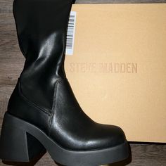 Tall Black Steve Madden Boots. Cypress Steve Madden Boots, Black Boots Steve Madden, Steve Madden Buckle Boots, Steve Madden Tall Black Boots, Steve Madden Open Toe Boots, Steve Madden Boots, Shoes Heels Boots, Steve Madden, Shoes Women Heels